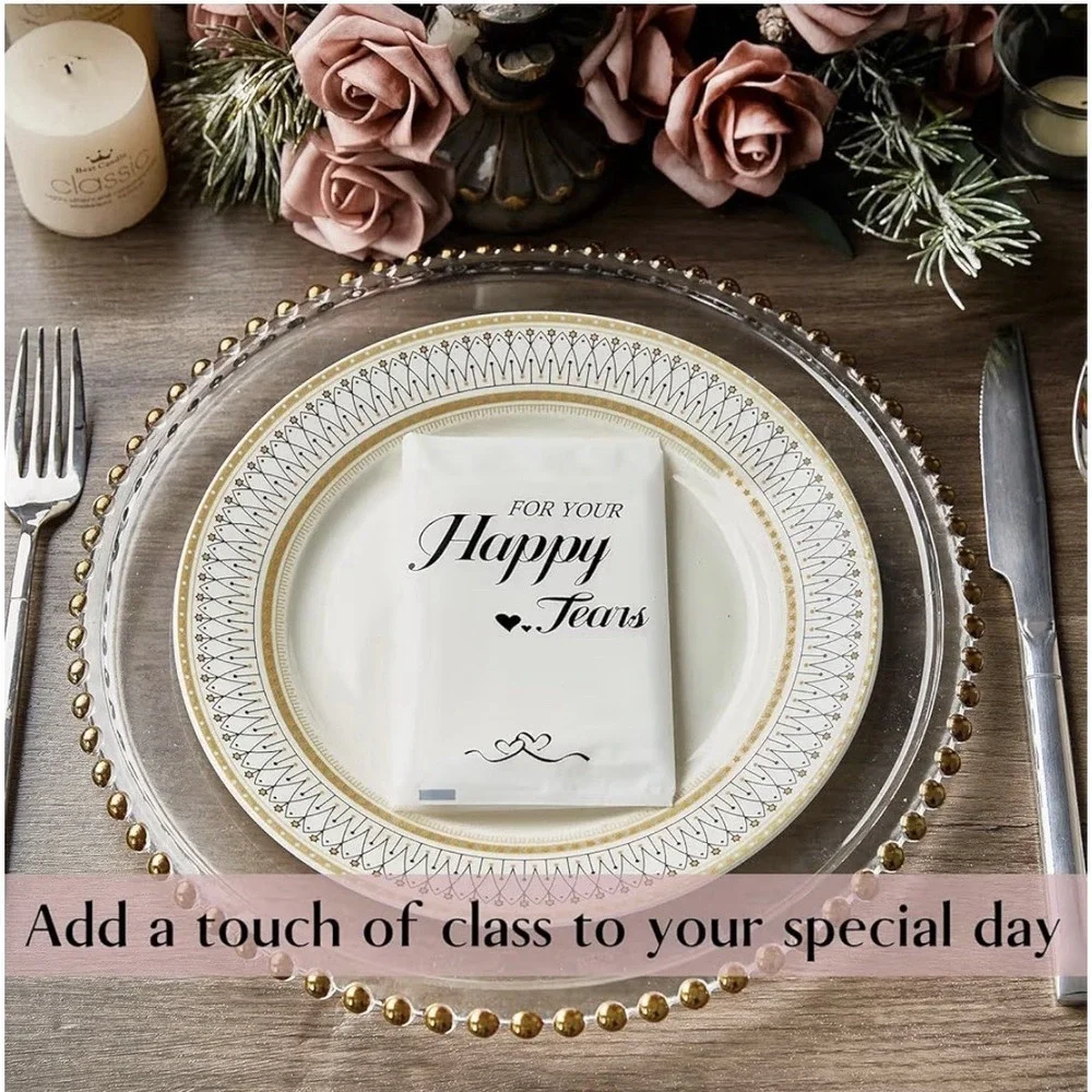 74 Packs Happy Tears Tissues for Wedding 3 Ply Wedding Tissue Packs For Guests